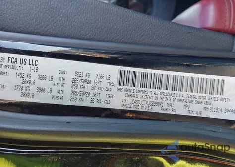 2018 Dodge Durango R/T Awd из США, поврежденный, VIN 1C4SDJCTXJC239841